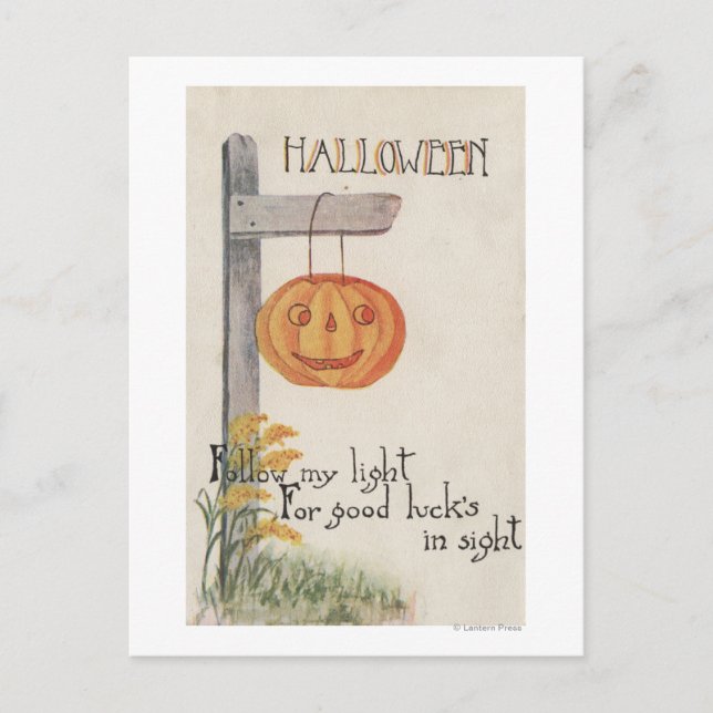 Halloween GreetingJack-O-Lantern on Post Postcard (Front)