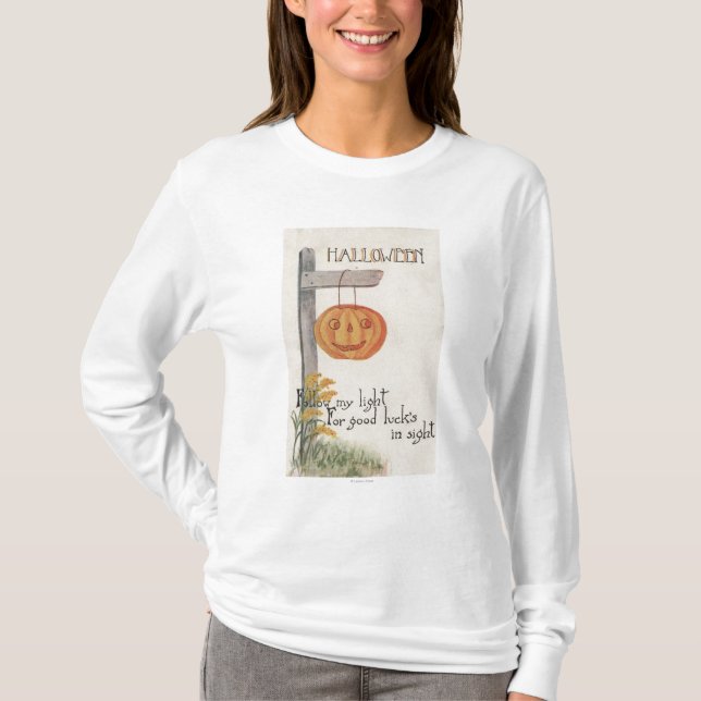 Halloween GreetingJack-O-Lantern on Post T-Shirt (Front)