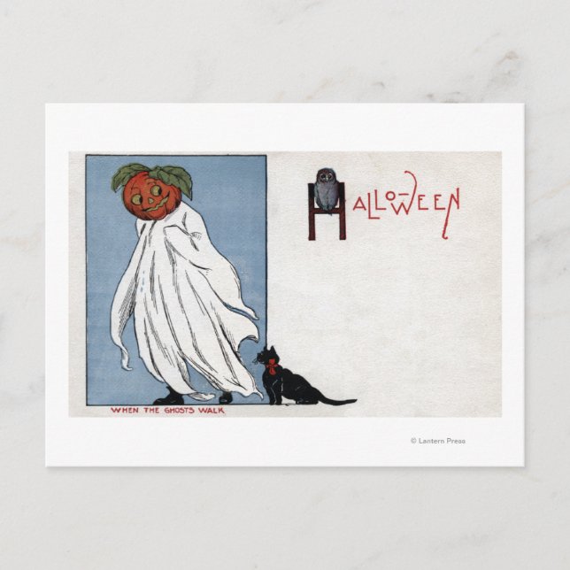 Halloween GreetingPumpkin under Sheet Postcard (Front)