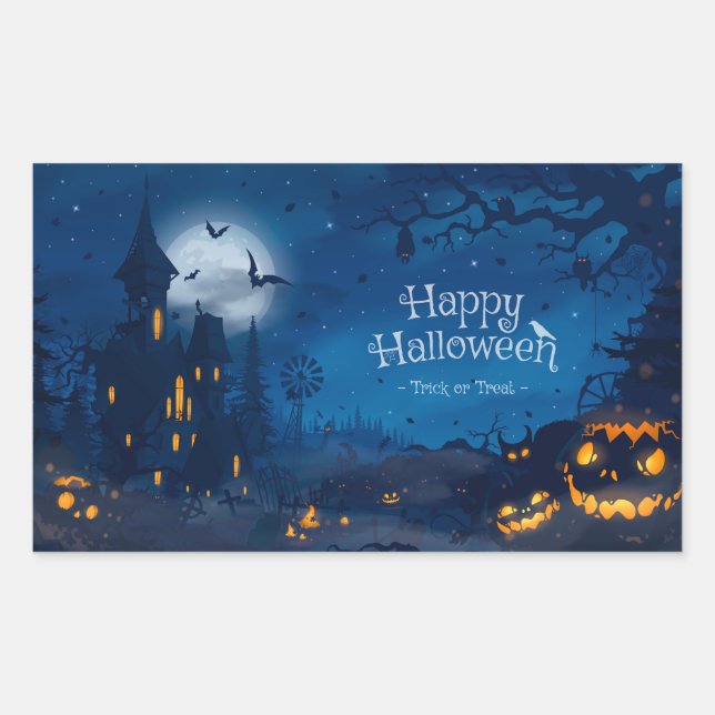 Halloween Greetings Rectangular Sticker (Front)