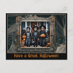 Halloween Greetings Vintage Spiderweb Frame Photo Postcard