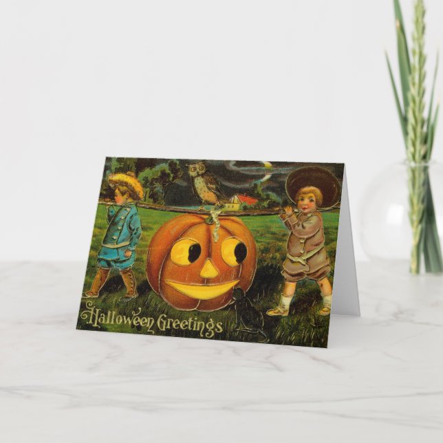 Halloween Greetings - Vintage Spooly Postcard  (Front)