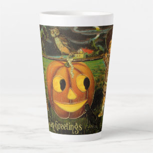 Halloween Greetings - Vintage Spooly Postcard Latte Mug