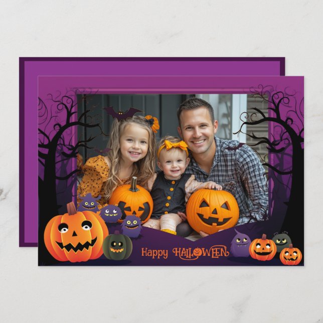 Halloween greetings with custom photo Card (Front/Back)