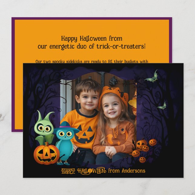 Halloween greetings with custom photo Card (Front/Back)