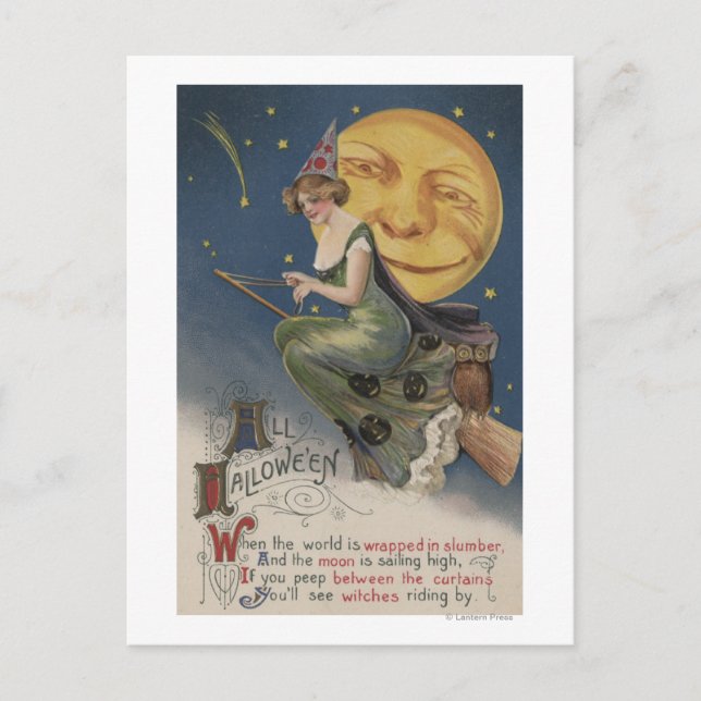Halloween GreetingWitch in Flight Postcard (Front)