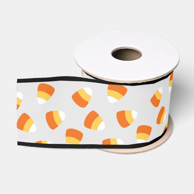Halloween Grey Candy Corn Ribbon Grosgrain Ribbon (Spool)