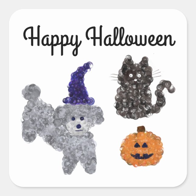 Halloween Grey Poodle #1-2 Stickers (Front)