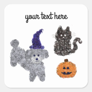 Halloween Grey Poodle #1-4 Stickers