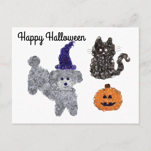Halloween Grey Poodle #1 Postcard (Front)