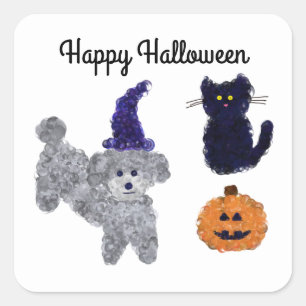 Halloween Grey Poodle #2-2 Stickers