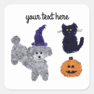 Halloween Grey Poodle #2-3 Stickers