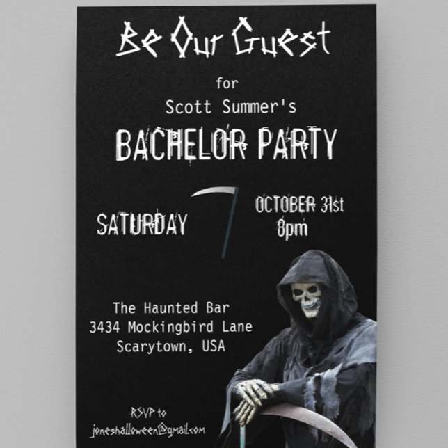 Halloween Grim Reaper Bachelor Party Invitation (Creator Uploaded)