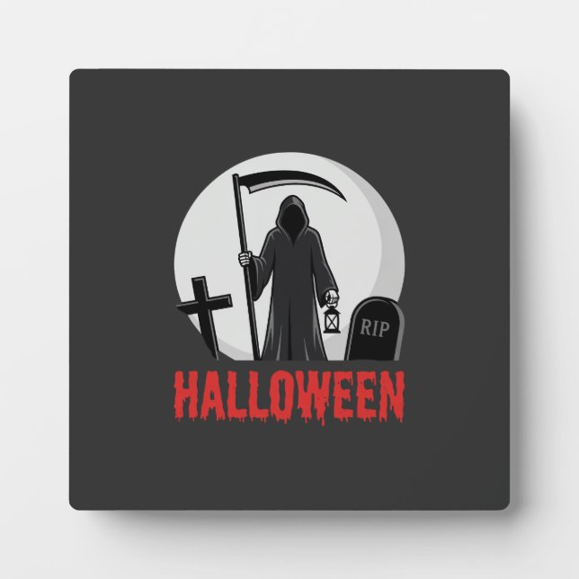 Halloween Grim Reaper Cemetery Design Plaque (Front)