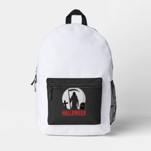Halloween Grim Reaper Cemetery Design Printed Backpack