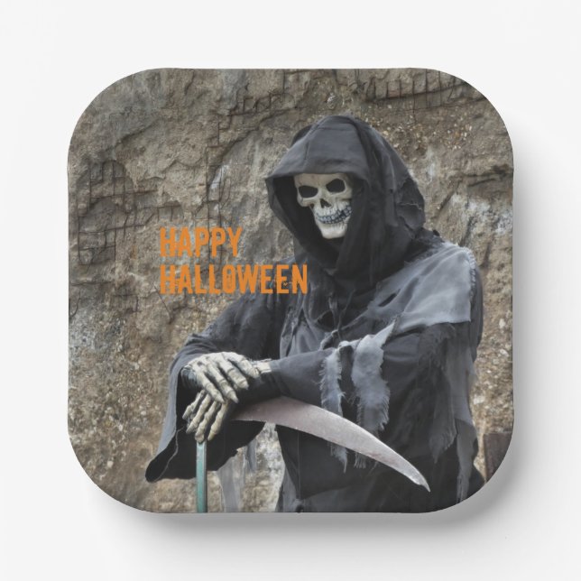 Halloween Grim Reaper Customisable Paper Plate (Front)