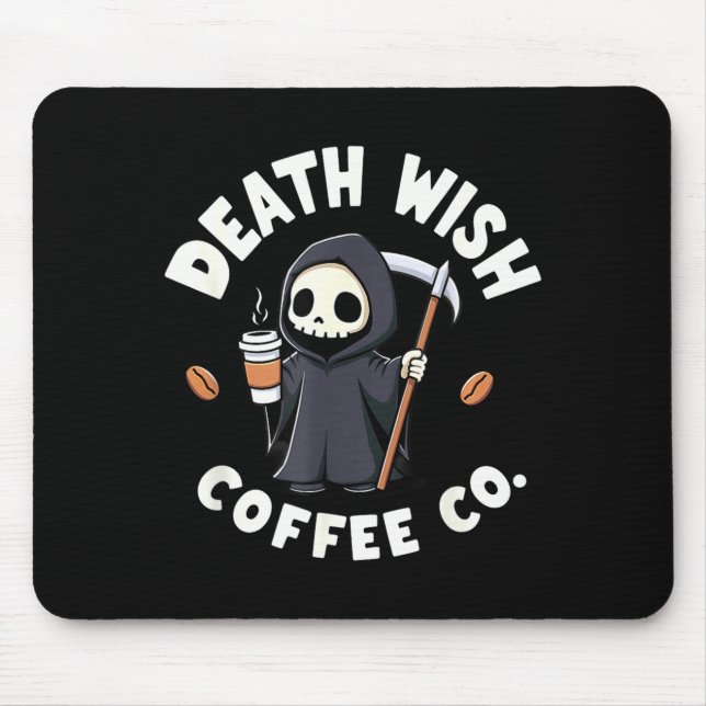 Halloween Grim Reaper Death Wish Coffee Mouse Pad (Front)