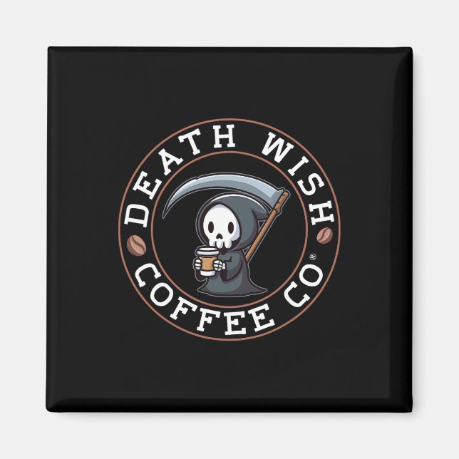 Halloween Grim Reaper Drinking Coffee Death Wish C Magnet (Front)