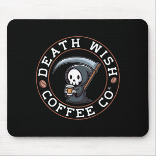 Halloween Grim Reaper Drinking Coffee Death Wish Mouse Pad