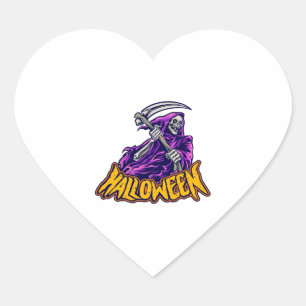 halloween grim reaper heart sticker