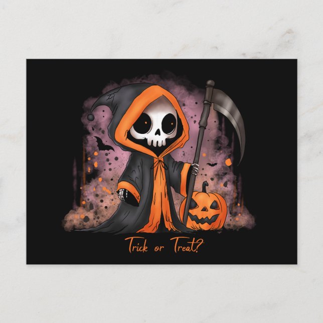 Halloween Grim Reaper Holiday Postcard (Front)