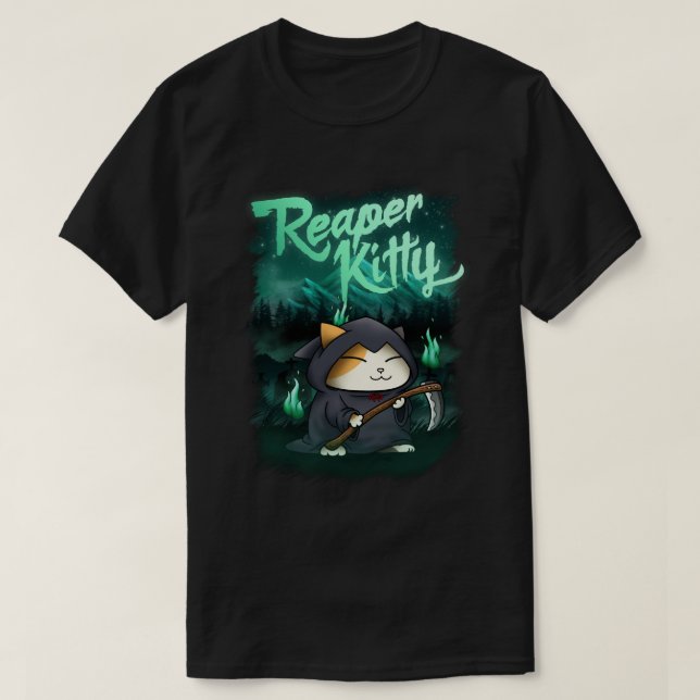 Halloween Grim Reaper Kitty T-Shirt (Design Front)
