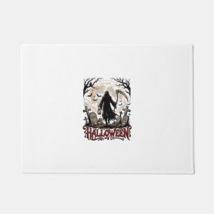 Halloween Grim Reaper Lantern Full Moon Tombstones Doormat