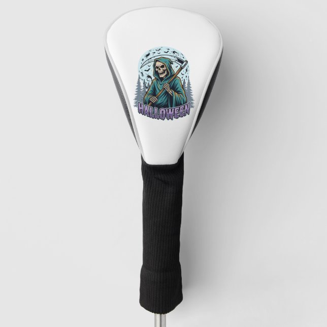 Halloween Grim Reaper Moonlight Vector Golf Head Cover (Front)
