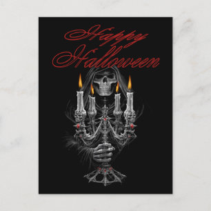 Halloween grim reaper postcard