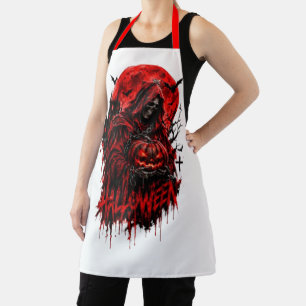 Halloween Grim Reaper Pumpkin Gothic Horror Design Apron
