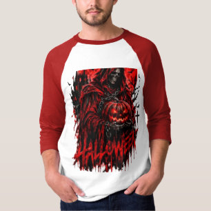 Halloween Grim Reaper Pumpkin Gothic Horror Design T-Shirt