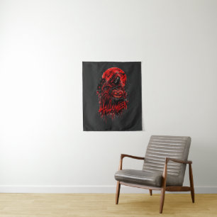 Halloween Grim Reaper Pumpkin Gothic Horror Design Tapestry