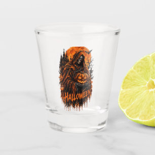 Halloween Grim Reaper Pumpkin Gothic Spooky Design Shot Glass