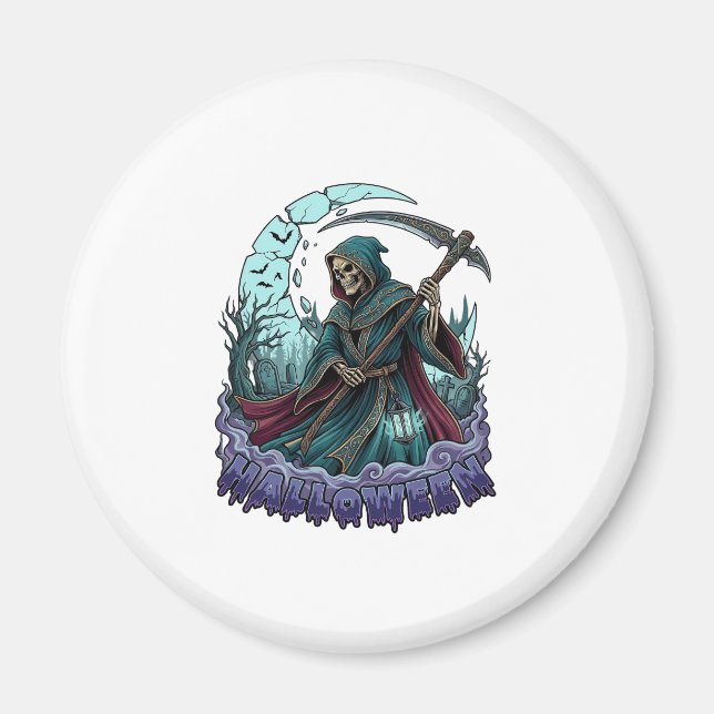 Halloween Grim Reaper Scythe Lantern Broken Moon_1 Magnet (Front)