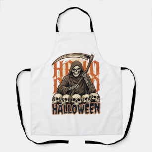 Halloween Grim Reaper Skull Pile Vector Apron