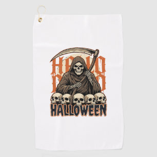 Halloween Grim Reaper Skull Pile Vector Golf Towel
