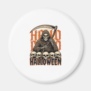 Halloween Grim Reaper Skull Pile Vector Magnet