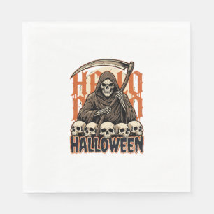 Halloween Grim Reaper Skull Pile Vector Napkin