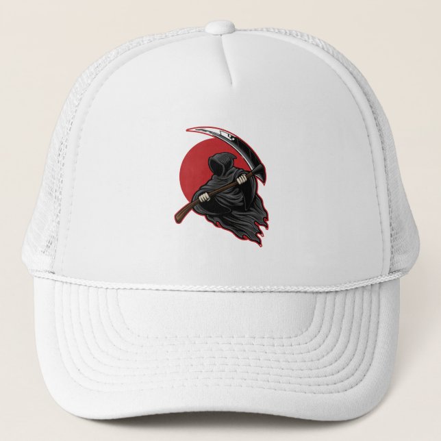 Halloween grim reaper trucker hat (Front)