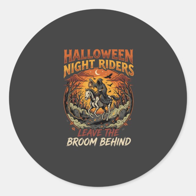 Halloween Grim Rider Escape Classic Round Sticker (Front)
