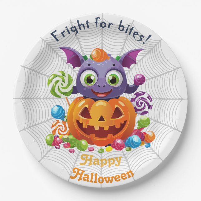 Halloween Grimlin With Trick or Treat Candy Paper Plate (Front)