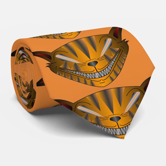 Halloween Grinning Alien Cat Tie (Rolled)