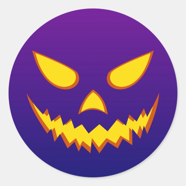 Halloween Grinning Face Jack o Lantern Pumpkin Classic Round Sticker (Front)