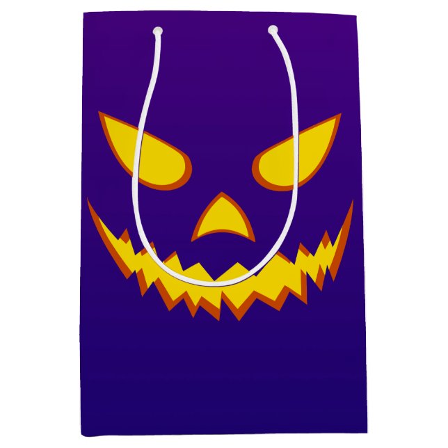Halloween Grinning Face Jack o Lantern Pumpkin Medium Gift Bag (Front)