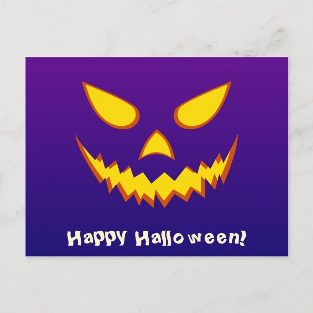 Halloween Grinning Face Jack o Lantern Pumpkin Postcard (Front)