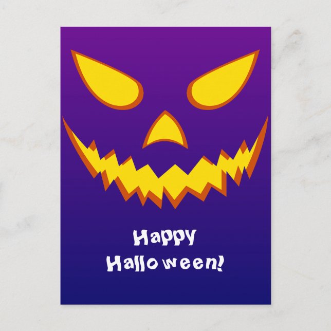 Halloween Grinning Face Jack o Lantern Pumpkin Postcard (Front)