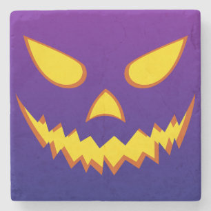 Halloween Grinning Face Jack o Lantern Pumpkin Stone Coaster