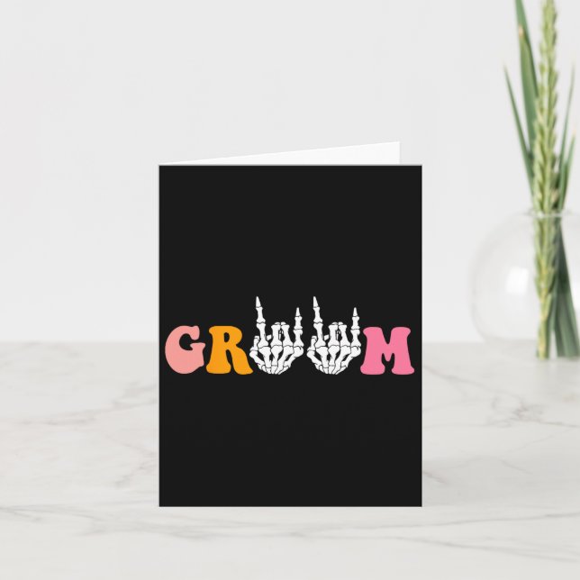 Halloween Groom Bride Skeleton Hand Wedding Bachel Card (Front)