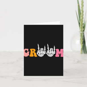 Halloween Groom Bride Skeleton Hand Wedding Bachel Card