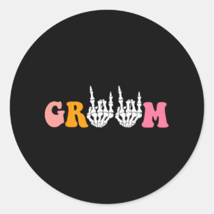 Halloween Groom Bride Skeleton Hand Wedding Bachel Classic Round Sticker